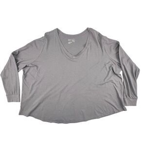 Terra & Sky T Shirt Womens 4X Gray Basic V Neck Tee Soft Casual Everyday Top